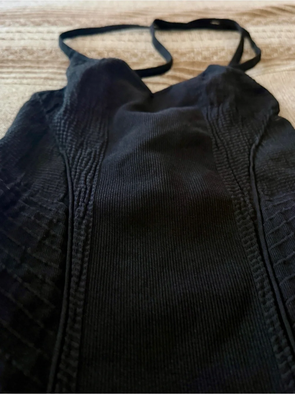 NWT Intimately Free People Round Two Pique Open Back Bodysuit XS/S Black